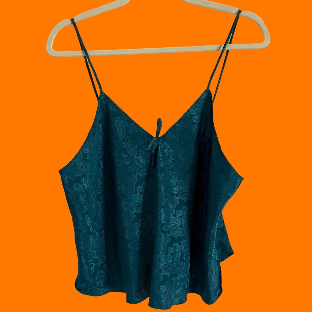 90's vintage moody floral satin boxy lingerie tank top LARGE val mode